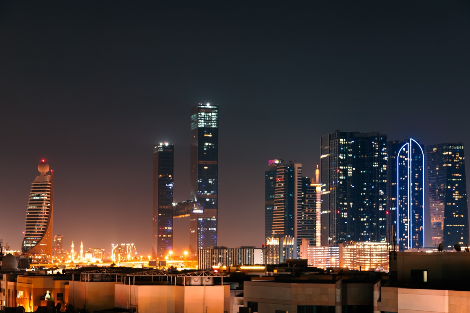 Gulf city skyline at night